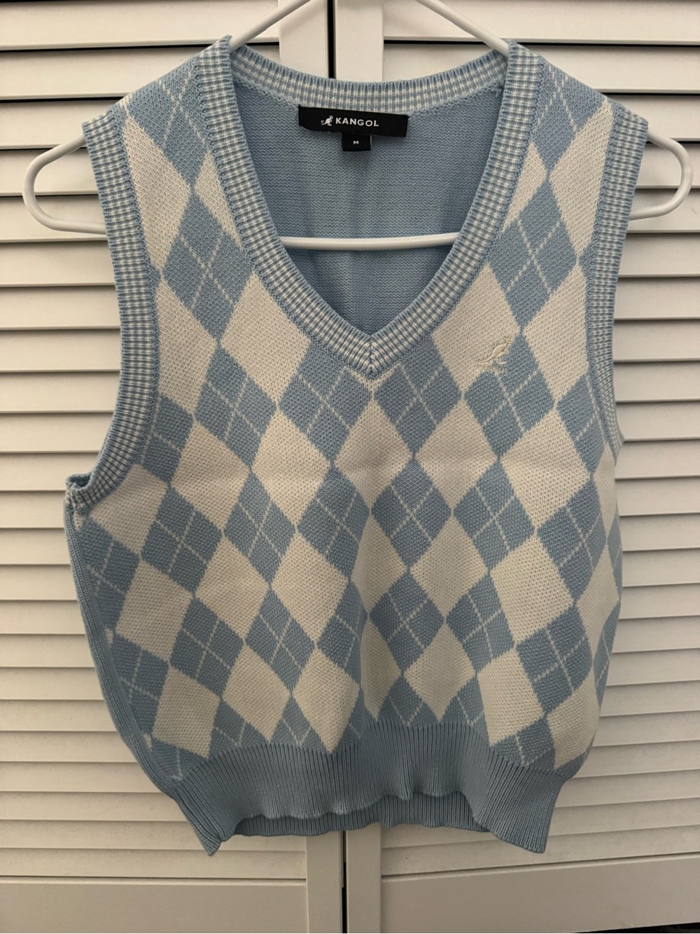 Kangol Argyle checker women’s Sweater Vest V neck Size M